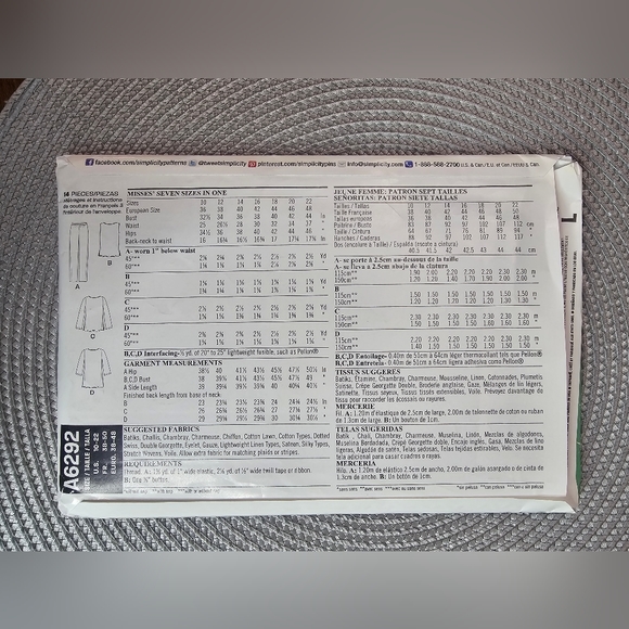 New Look Sewing Pattern 6292 Misses Tunic or Top and Pull-on Pants - Picture 3 of 3